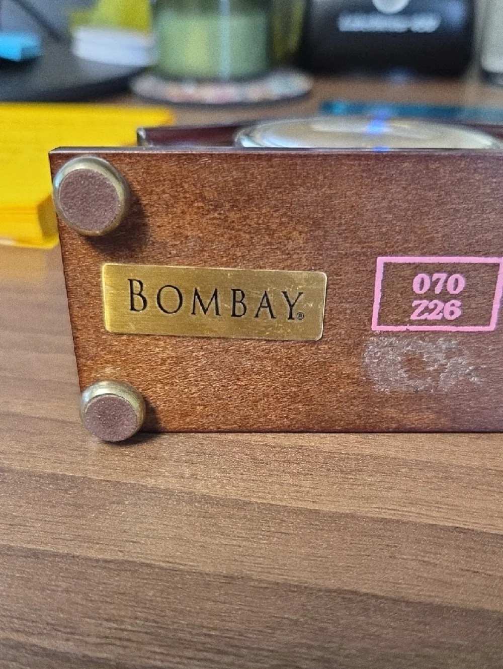Bombay Mahogany wood Mantel Clock with White Roman Dial